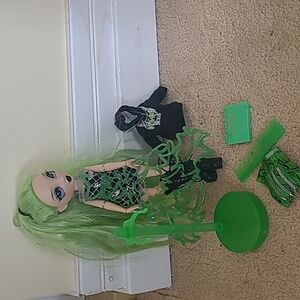 Green Fashion Doll with Neon Green Hair and Outfit